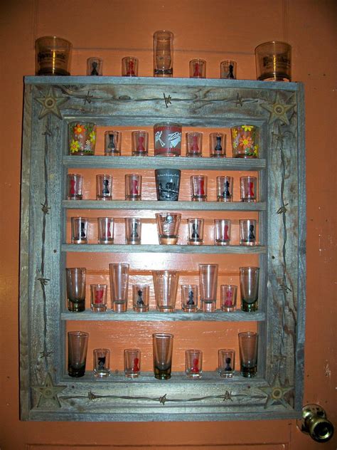 displaying shot glasses|unique shot glass display shelves.